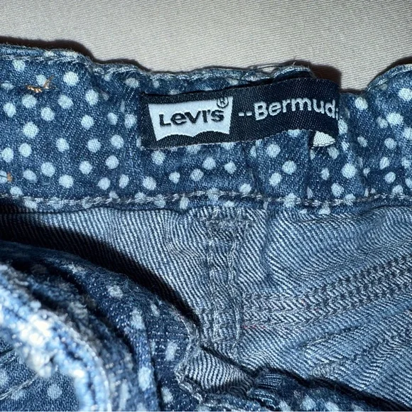 Levi's Bermuda Navy Denim Polka Dot Kids Shorts 2T - Picture 3 of 6